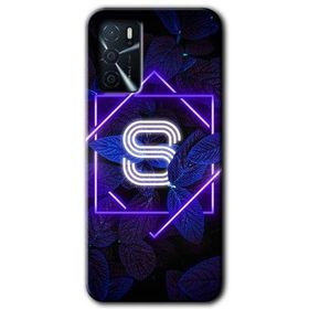 Zero Oppo A16 HD Desen Baskılı Dark Neon Yaprak S Harfi Cep Telefonu Kılıfı