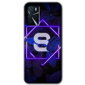 Zero Oppo A16 HD Desen Baskılı Dark Neon Yaprak S Harfi Cep Telefonu Kılıfı