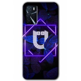 Zero Oppo A16 HD Desen Baskılı Dark Neon Yaprak Ü Harfi Cep Telefonu Kılıfı
