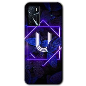 Zero Oppo A16 HD Desen Baskılı Dark Neon Yaprak Ü Harfi Cep Telefonu Kılıfı
