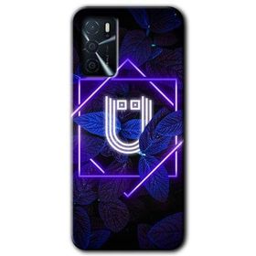 Zero Oppo A16 HD Desen Baskılı Dark Neon Yaprak Ü Harfi Cep Telefonu Kılıfı