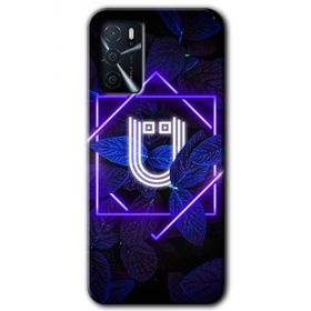 Zero Oppo A16 HD Desen Baskılı Dark Neon Yaprak Ü Harfi Cep Telefonu Kılıfı