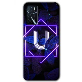 Zero Oppo A16 HD Desen Baskılı Dark Neon Yaprak Ü Harfi Cep Telefonu Kılıfı