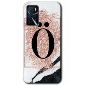 Zero Oppo A16 HD Desen Baskılı Pembe Mermer Desenli Ö Harfi Cep Telefonu Kılıfı