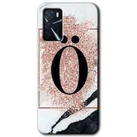 Zero Oppo A16 HD Desen Baskılı Pembe Mermer Desenli Ö Harfi Cep Telefonu Kılıfı