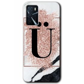 Zero Oppo A16 HD Desen Baskılı Pembe Mermer Desenli Ü Harfi Cep Telefonu Kılıfı
