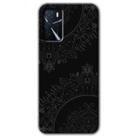 Zero Oppo A16 HD Desen Baskılı Siyah Mandala Cep Telefonu Kılıfı