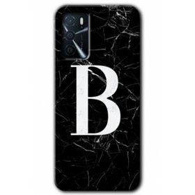 Zero Oppo A16 HD Desen Baskılı Siyah Mermer Desenli B Harfi Cep Telefonu Kılıfı