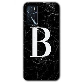 Zero Oppo A16 HD Desen Baskılı Siyah Mermer Desenli B Harfi Cep Telefonu Kılıfı