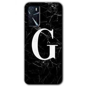 Zero Oppo A16 HD Desen Baskılı Siyah Mermer Desenli G Harfi Cep Telefonu Kılıfı