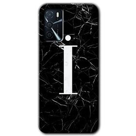 Zero Oppo A16 HD Desen Baskılı Siyah Mermer Desenli I Harfi Cep Telefonu Kılıfı
