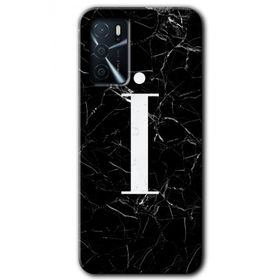 Zero Oppo A16 HD Desen Baskılı Siyah Mermer Desenli I Harfi Cep Telefonu Kılıfı