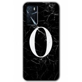 Zero Oppo A16 HD Desen Baskılı Siyah Mermer Desenli O Harfi Cep Telefonu Kılıfı
