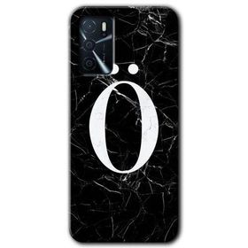 Zero Oppo A16 HD Desen Baskılı Siyah Mermer Desenli O Harfi Cep Telefonu Kılıfı