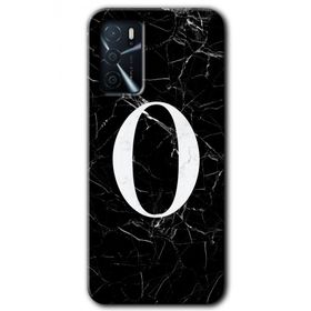 Zero Oppo A16 HD Desen Baskılı Siyah Mermer Desenli O Harfi Cep Telefonu Kılıfı