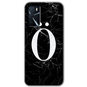 Zero Oppo A16 HD Desen Baskılı Siyah Mermer Desenli O Harfi Cep Telefonu Kılıfı