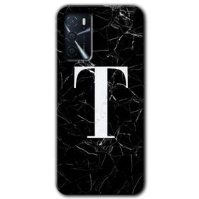 Zero Oppo A16 HD Desen Baskılı Siyah Mermer Desenli T Harfi Cep Telefonu Kılıfı