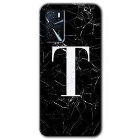 Zero Oppo A16 HD Desen Baskılı Siyah Mermer Desenli T Harfi Cep Telefonu Kılıfı