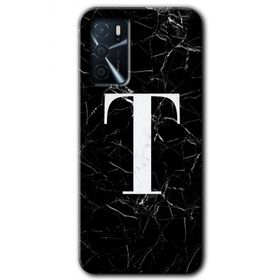 Zero Oppo A16 HD Desen Baskılı Siyah Mermer Desenli T Harfi Cep Telefonu Kılıfı