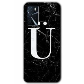 Zero Oppo A16 HD Desen Baskılı Siyah Mermer Desenli Ü Harfi Cep Telefonu Kılıfı