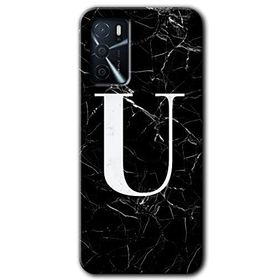 Zero Oppo A16 HD Desen Baskılı Siyah Mermer Desenli Ü Harfi Cep Telefonu Kılıfı