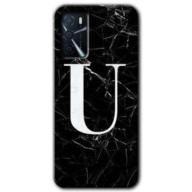 Zero Oppo A16 HD Desen Baskılı Siyah Mermer Desenli Ü Harfi Cep Telefonu Kılıfı