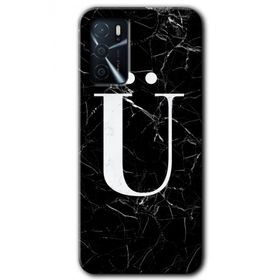 Zero Oppo A16 HD Desen Baskılı Siyah Mermer Desenli Ü Harfi Cep Telefonu Kılıfı