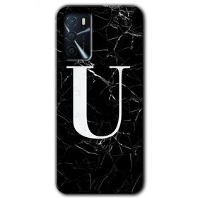 Zero Oppo A16 HD Desen Baskılı Siyah Mermer Desenli Ü Harfi Cep Telefonu Kılıfı