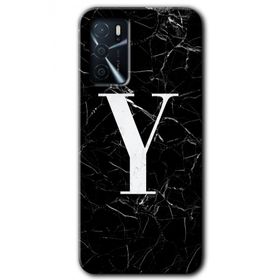 Zero Oppo A16 HD Desen Baskılı Siyah Mermer Desenli Y Harfi Cep Telefonu Kılıfı