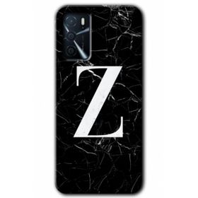 Zero Oppo A16 HD Desen Baskılı Siyah Mermer Desenli Z Harfi Cep Telefonu Kılıfı