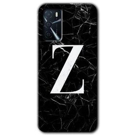 Zero Oppo A16 HD Desen Baskılı Siyah Mermer Desenli Z Harfi Cep Telefonu Kılıfı