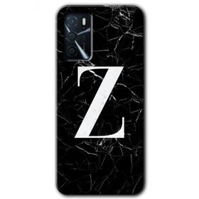 Zero Oppo A16 HD Desen Baskılı Siyah Mermer Desenli Z Harfi Cep Telefonu Kılıfı
