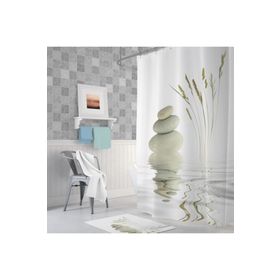 Zethome Tropik Stone And Reed 1x180x200 cm Tek Kanat Banyo Duş Perdesi