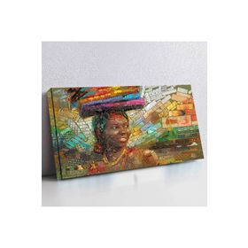 Zevahir Afrikalı Kadın 120x60 cm Gümüş Ahşap Şase Dijital Baskı Kanvas Tablo