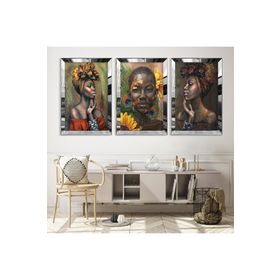 Zevahir Afrikalı Kadın Modern Gold Pleksi Kenar Solmaz 20x30 Gümüş MDF Tablo