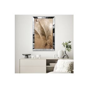 Zevahir Altın Palmiye Yaprak Desenli 20x30 Gümüş Gold Aynalı Pleksi Çerçeveli MDF Tablo
