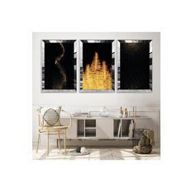 Zevahir Altın Sarı Ağaçlar Gold Pleksi Kenar Solmaz 20x30 Gümüş MDF Tablo