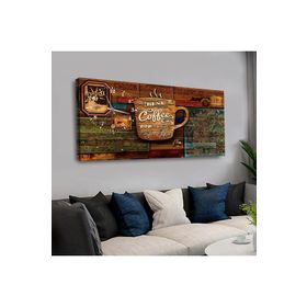 Zevahir Best Coffee 120x60 Saatli Kanvas Tablo