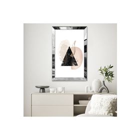 Zevahir Beyaz Arka Planlı Minimal Sanat 20x30 Gümüş Gold Aynalı Pleksi Çerçeveli MDF Tablo