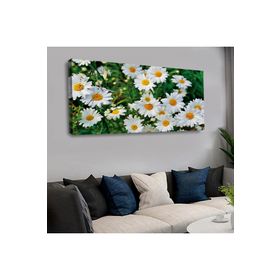Zevahir Beyaz Papatyalar 120x60 Saatli Kanvas Tablo