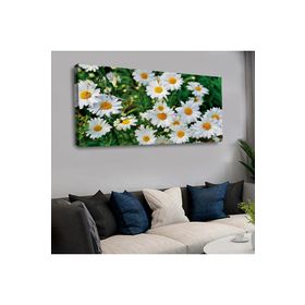 Zevahir Beyaz Papatyalar 120x60 Saatli Kanvas Tablo