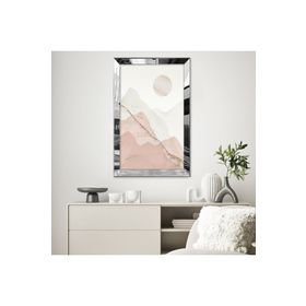 Zevahir Bohem Tarzda Pastel Tonlu Dağ Manzarası 20x30 Gümüş Gold Aynalı Pleksi Çerçeveli MDF Tablo