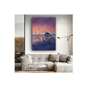 Zevahir Cami Dini Ahşap Şase Dijital Baskı 120x80 Gümüş Kanvas Tablo
