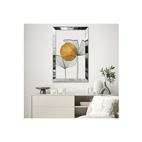 Zevahir Çizgi Sanatı Tarzında Çiçekler 20x30 Gümüş Gold Aynalı Pleksi Çerçeveli MDF Tablo