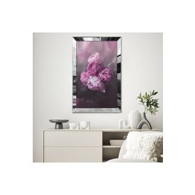 Zevahir Doğada Pembe Şakayık Çiçekleri Çizim 20x30 Gold Aynalı Pleksi Çerçeveli Gümüş MDF Tablo