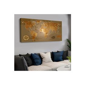 Zevahir Dünya Haritası 120x60 cm Kanvas Tablo