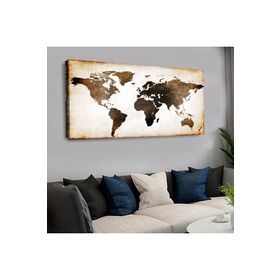 Zevahir Dünya Haritası 120x60 cm Kanvas Tablo