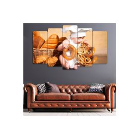 Zevahir Ekmek Yiyen Bebek Ekstra Dayanıklı Solmaz 100x60 Gümüş 5 Parça MDF Tablo