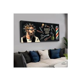 Zevahir Erkek Berber 120x60 Saatli Kanvas Tablo