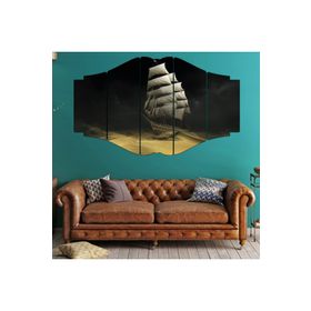 Zevahir Gemi Ekstra Dayanıklı Solmaz 100x60 Gümüş 5 Parça MDF Tablo